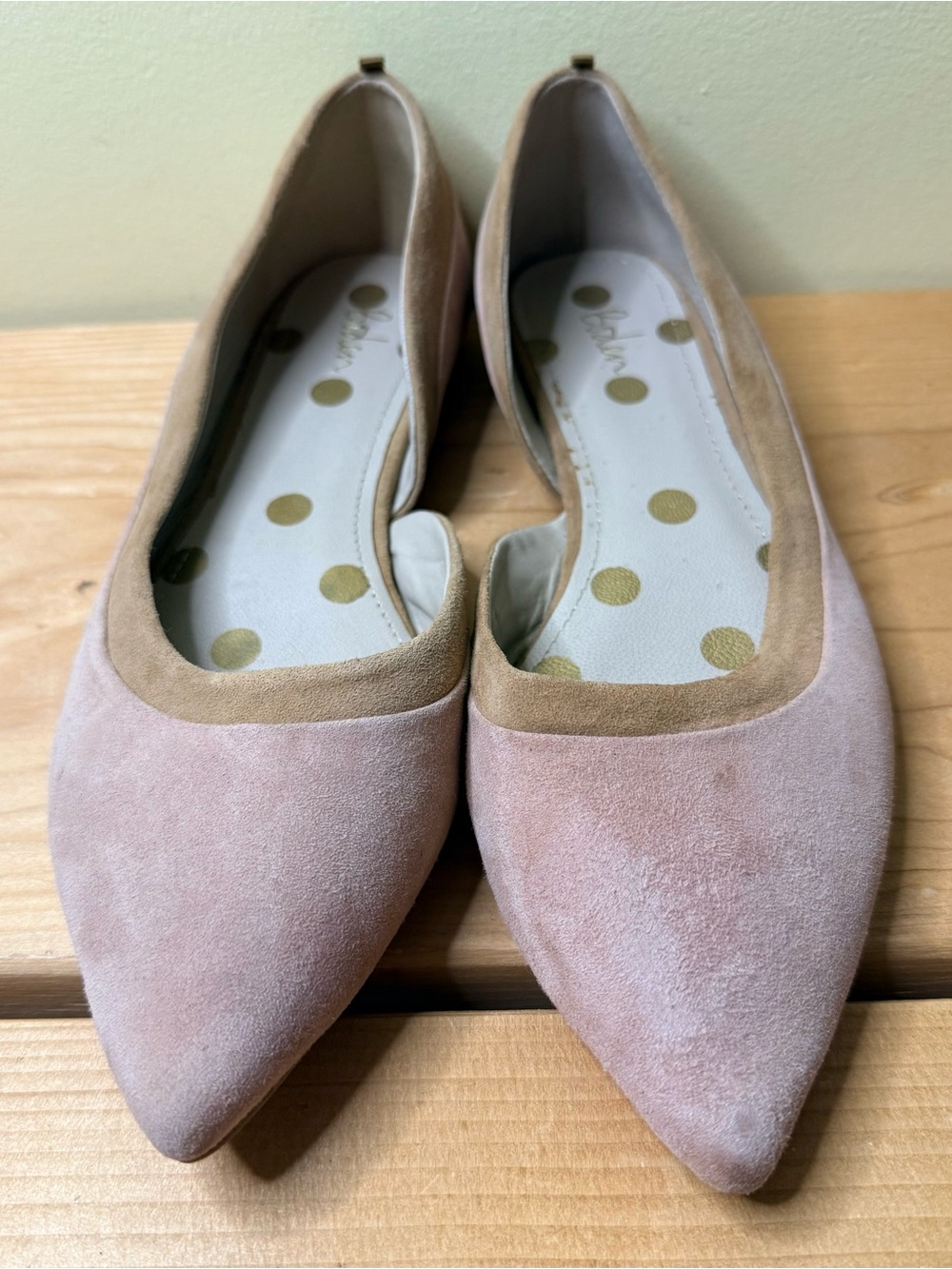 Boden Suede Pointed Toe D'Orsay Slip-On Flats Pink & Tan Women's EU40 / US 9-9.5